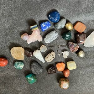 Assorted Tumbled Crystals & Pendulum